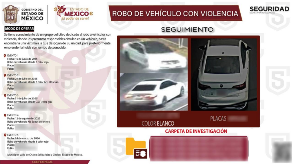 Detienen a dos personas por la probable comisión de robo de automotor
