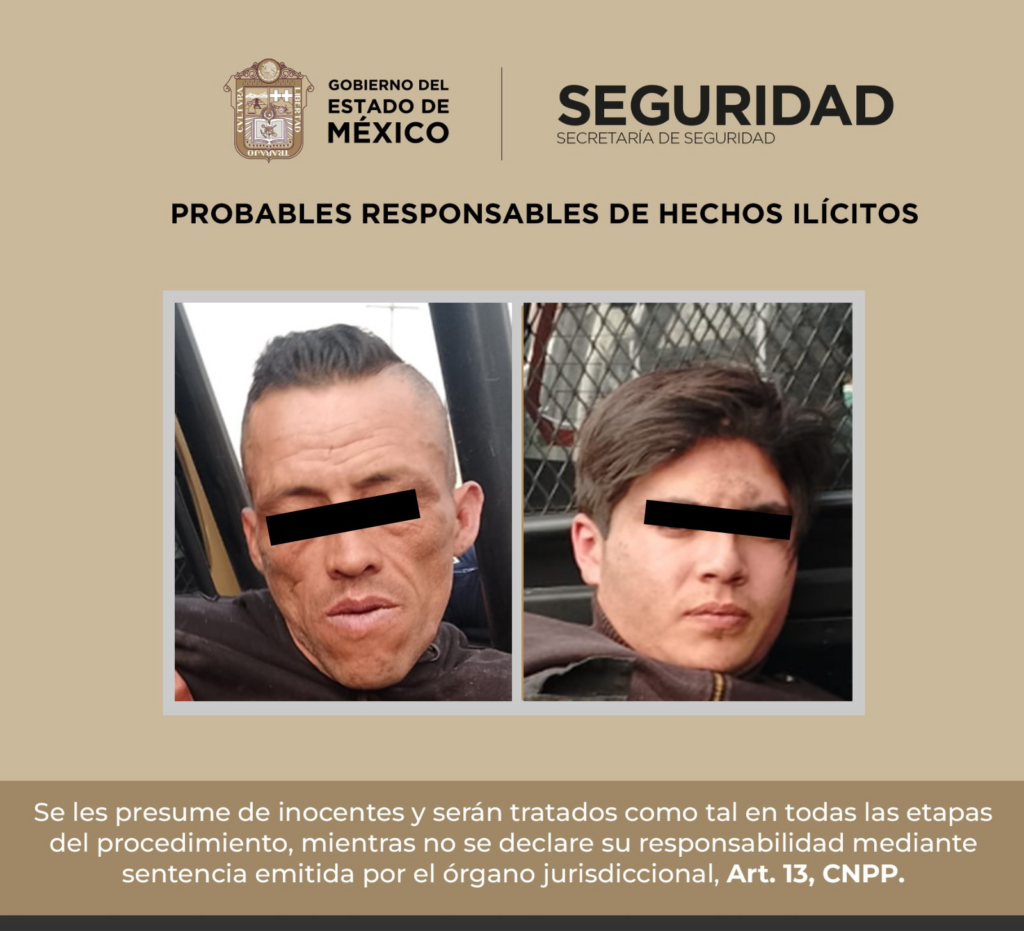 SSEM y policía municipal detienen a dos probables responsables de robo y portación de arma de fuego