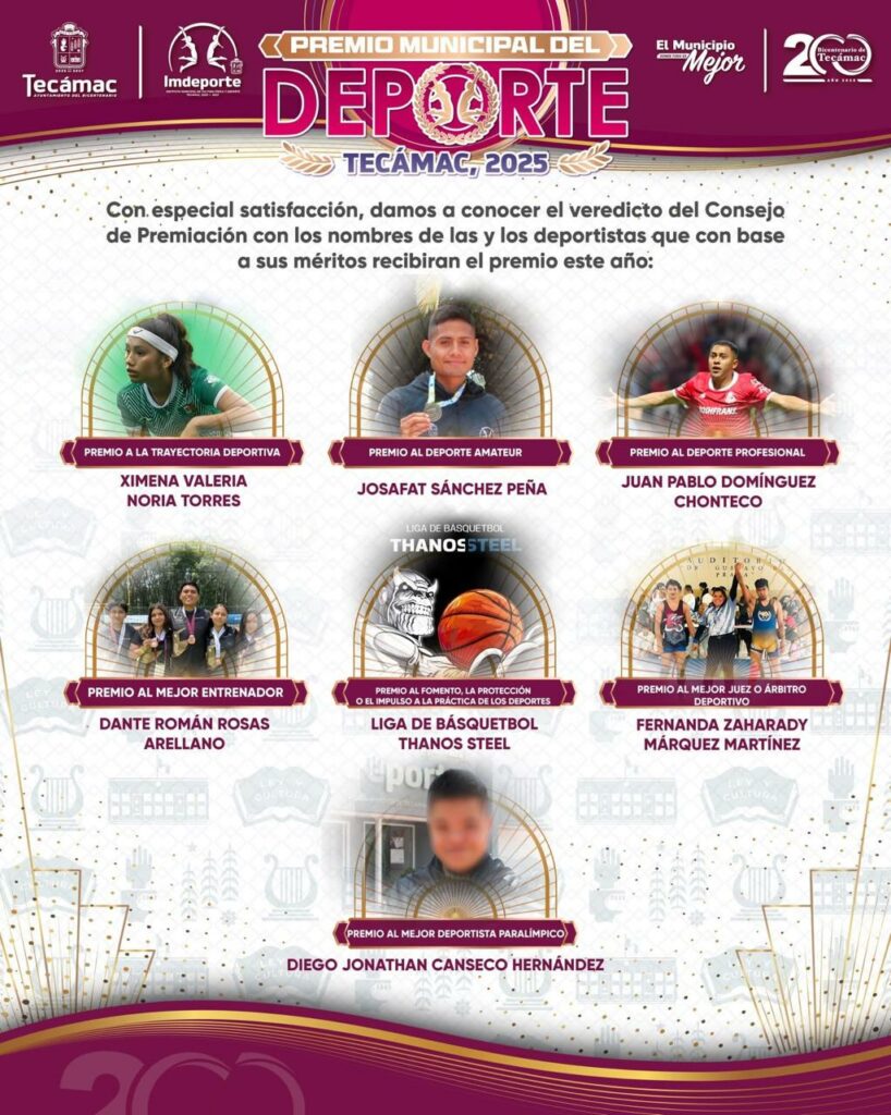 Ellos son los ganadores del Premio Municipal del Deporte en Tecámac