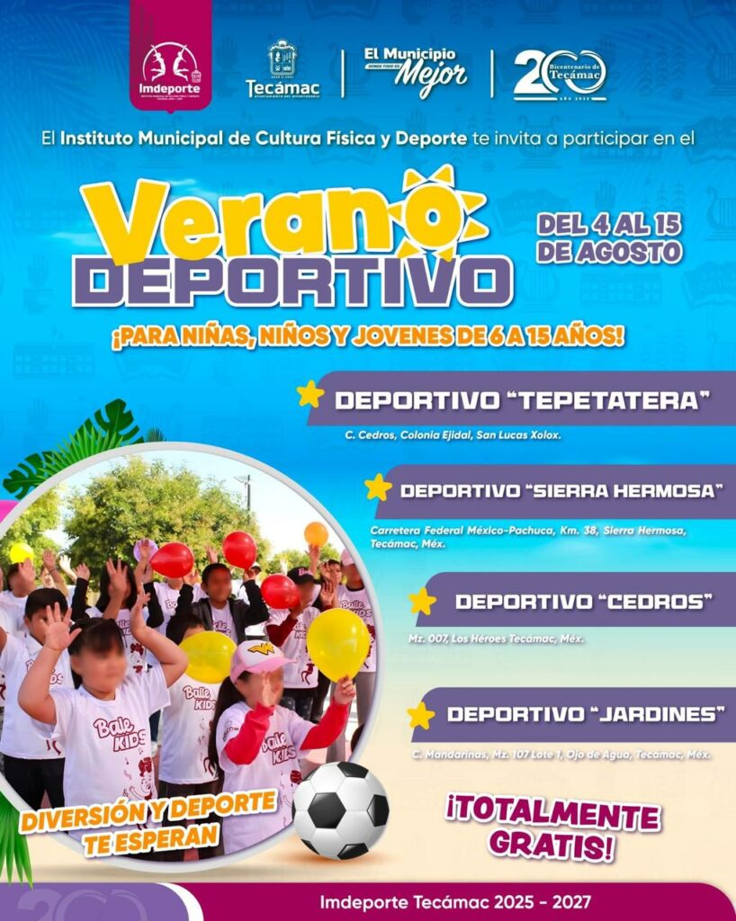 Todo listo en Tecámac para un “Verano Deportivo”, sólo para menores de 6 a 15 años