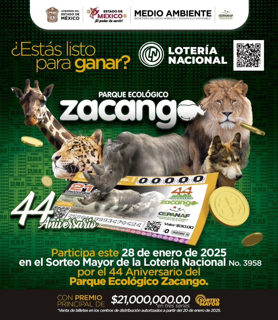 Celebra Parque Ecológico Zacango su 44 aniversario con billete conmemorativo de la Lotería Nacional