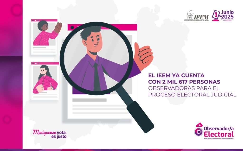Ya cuenta el IEEM con 2 mil 617 personas observadoras para el Proceso Electoral Judicial