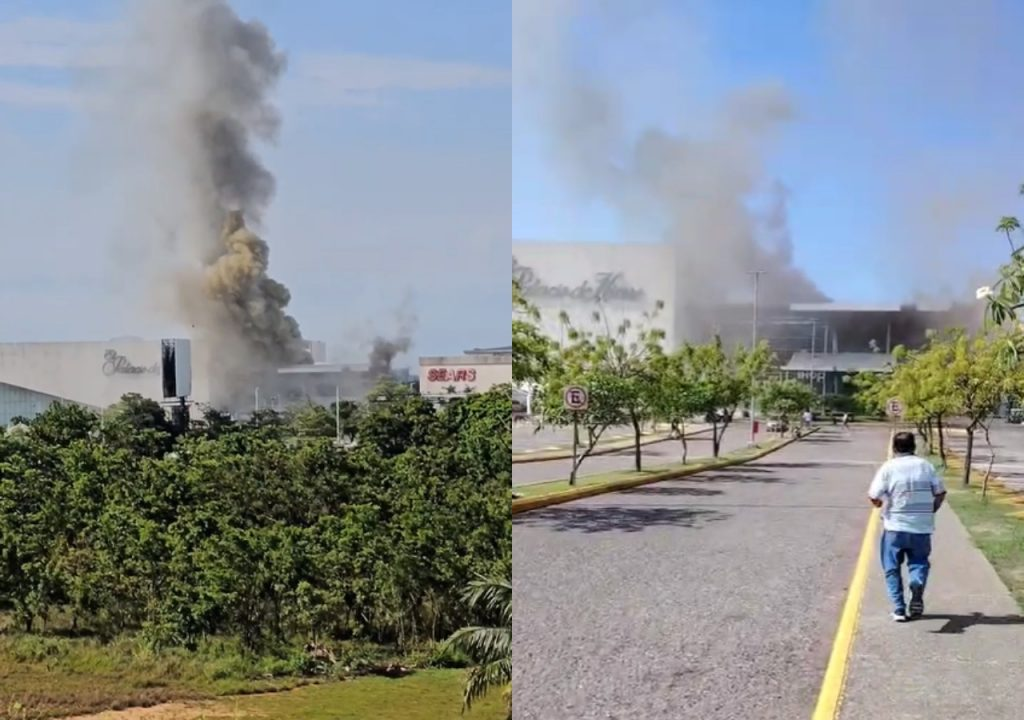 Reportan fuerte incendio en Plaza Altabrisa en Tabasco; Protección Civil atiende la emergencia
