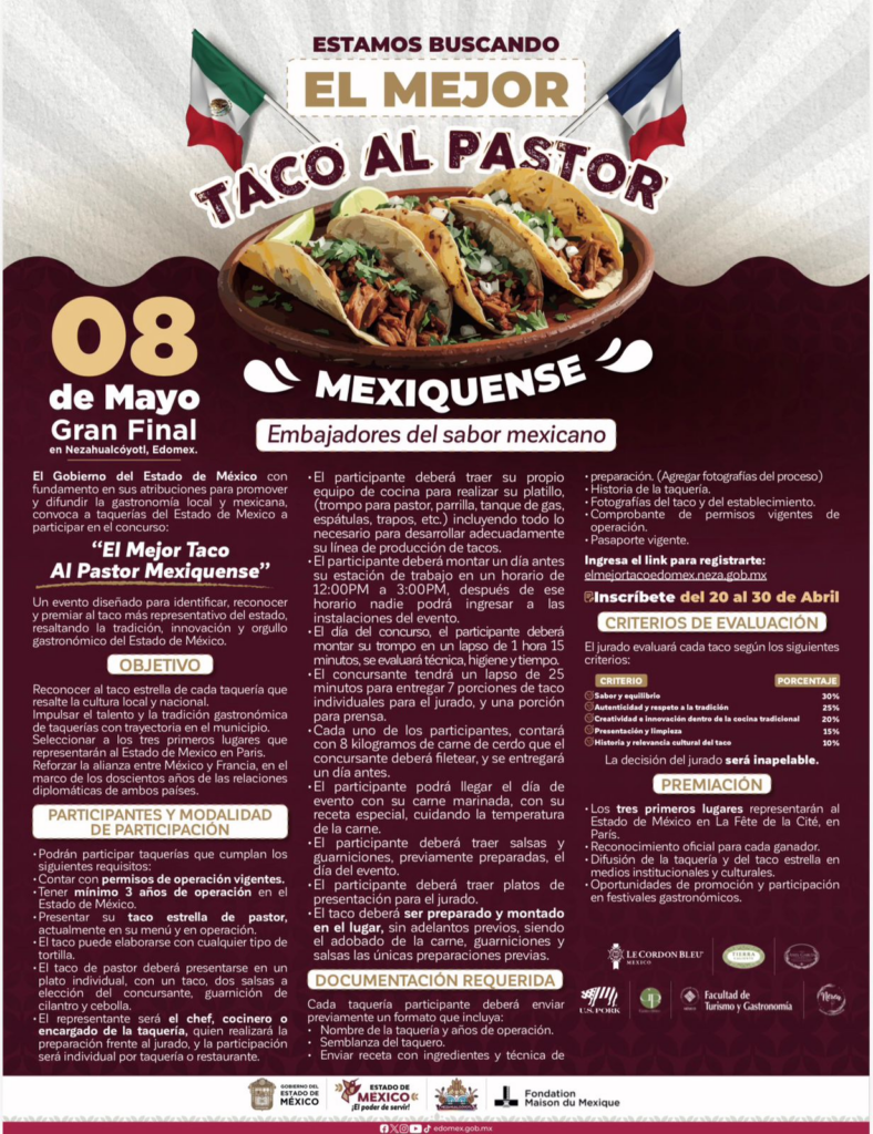 Edomex busca al mejor taco al pastor: ganador viajará a París