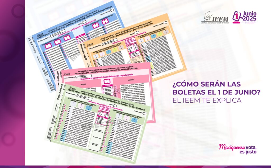 Así serán las boletas para la elección de jueces y magistrados en el Edoméx
