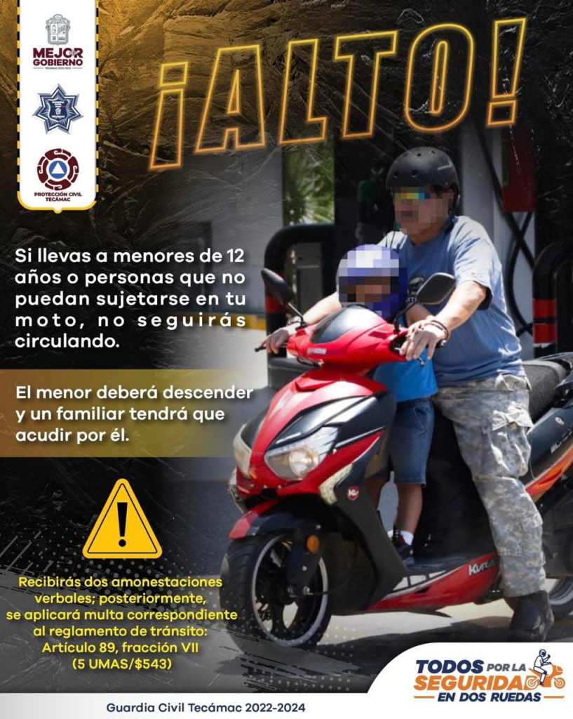 Realiza Guardia Civil de Tecámac campaña para que motociclistas cumplan con medidas de protección