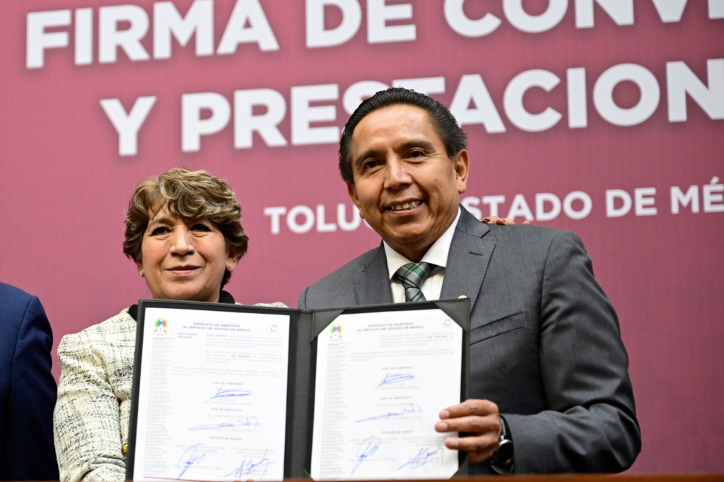 Gobernadora Delfina Gómez firma Convenio de Sueldos y Prestaciones 2024 con el SMSEM