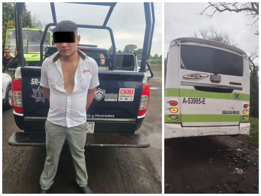 Detienen a operador de transporte público en Metepec por consumo de drogas y amenazas con arma