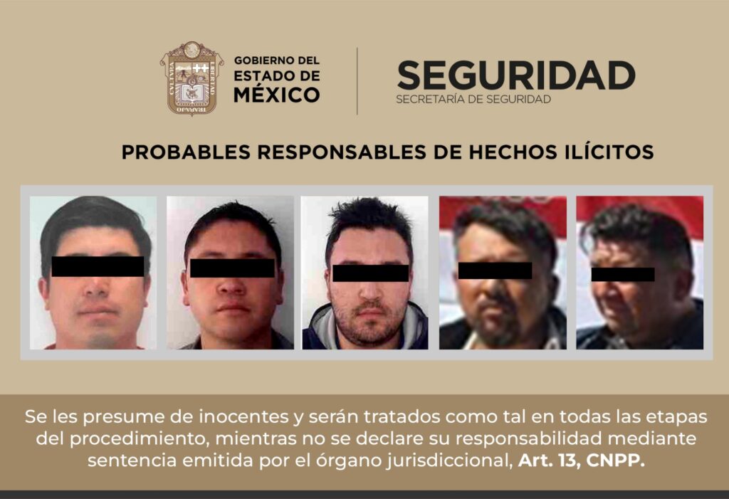 Caen cinco presuntos extorsionadores en Metepec