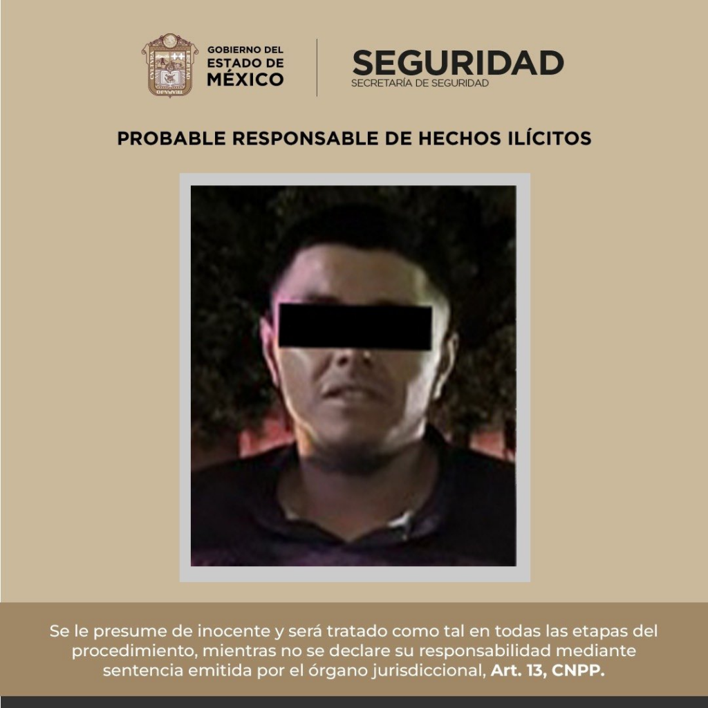 Detienen la SSEdoméx y Policía Municipal a responsable del delito de portación de arma prohibida