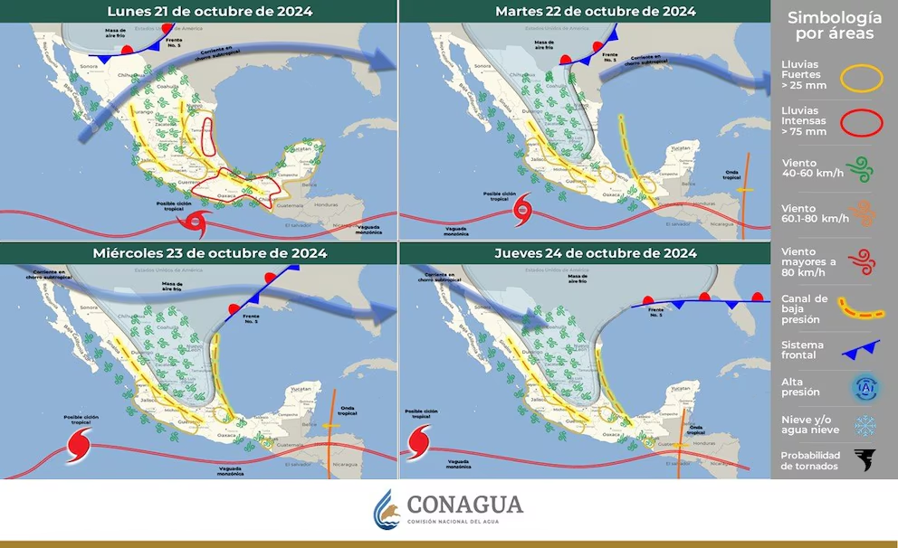 El Pacífico espera nuevo ciclón tropical; Frente frío 5 ingresa a México