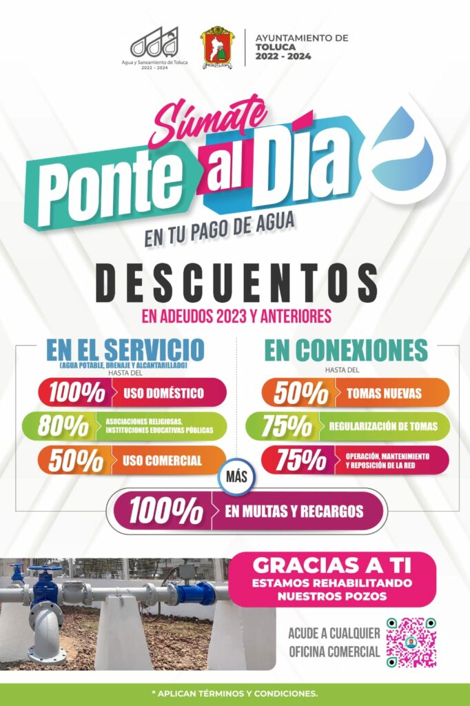 Llaman a los toluqueños a aprovechar los últimos días de bonificaciones en el pago de agua