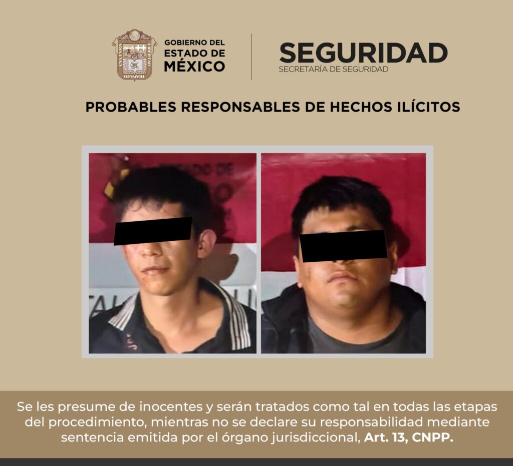 Detienen en flagrancia a dos sujetos por secuestro en Tecámac