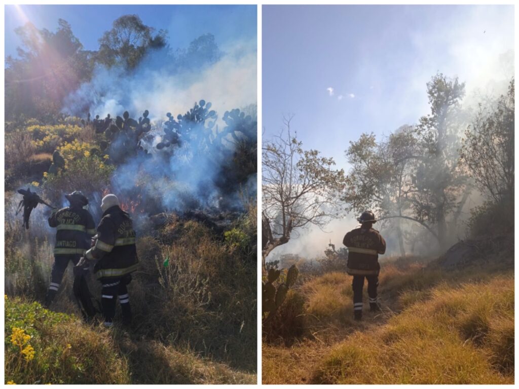 Arde el Cerro de la Teresona en Toluca; Bomberos combaten el fuego
