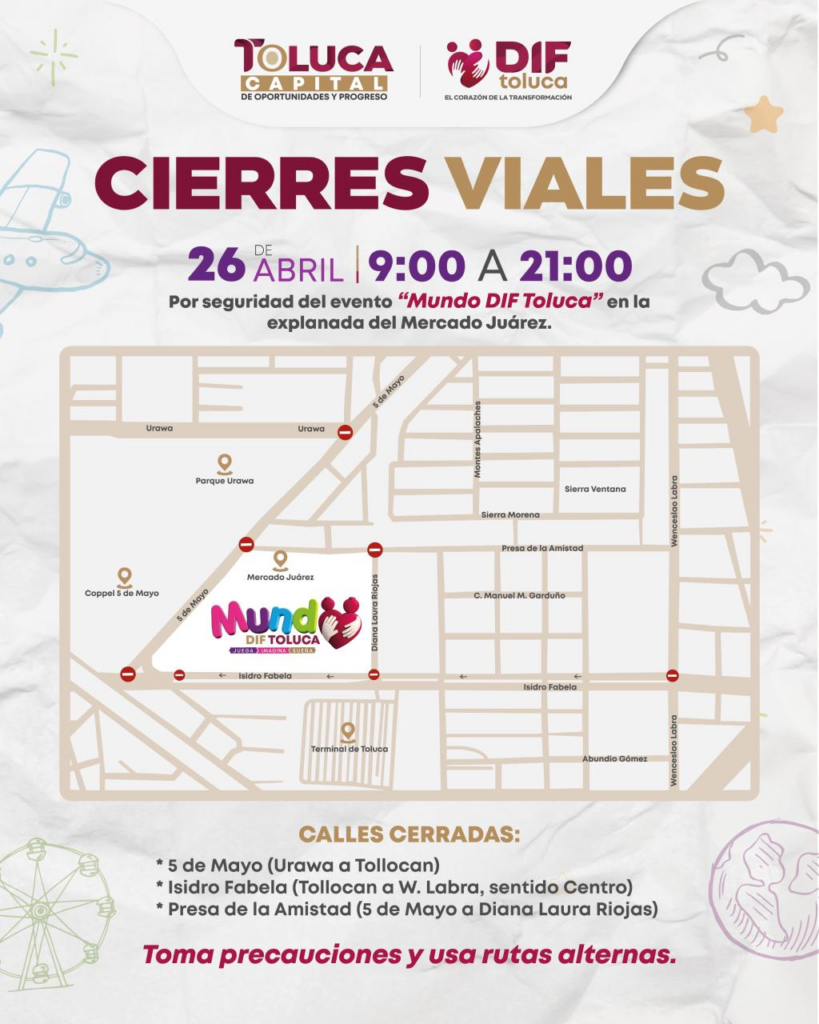 Anuncian cierres viales este domingo por celebración del Día de la niña y el niño