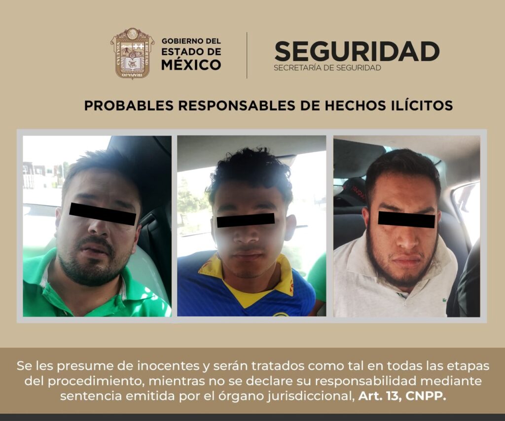 Detienen a tres posibles implicados en el delito de robo con violencia