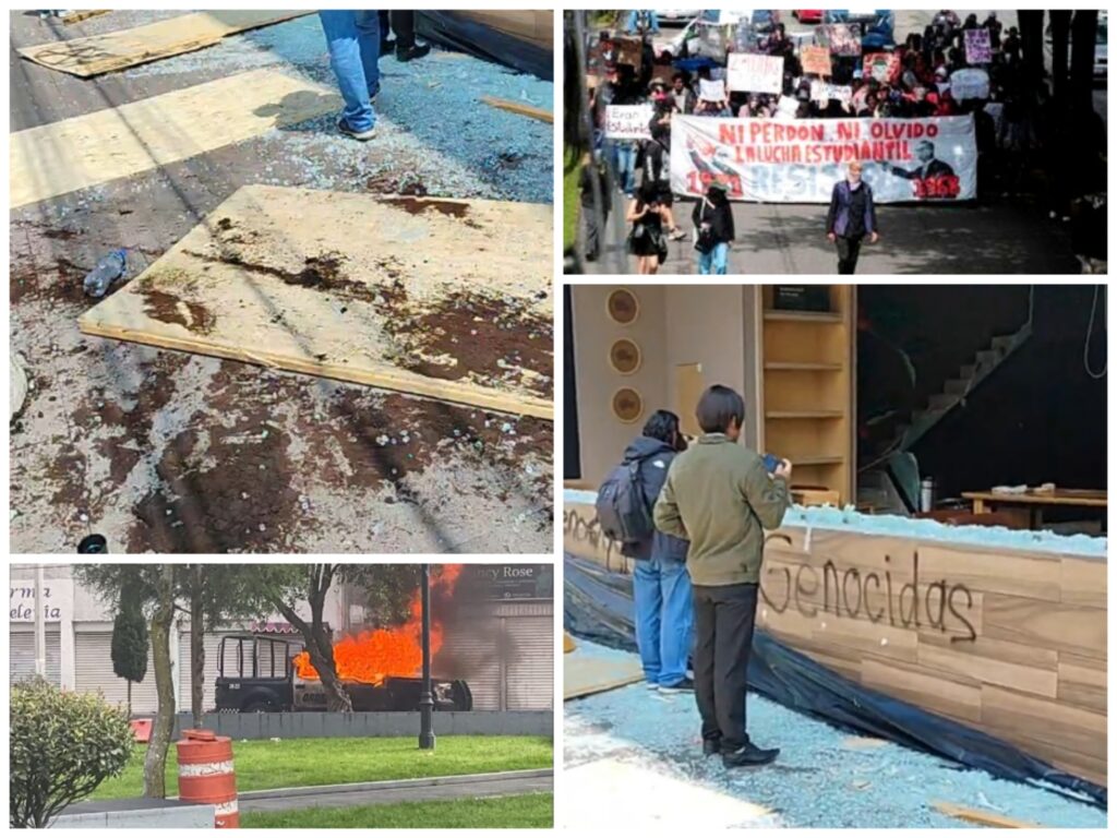 Disturbios y detenciones marcan la marcha del 2 de octubre en Toluca