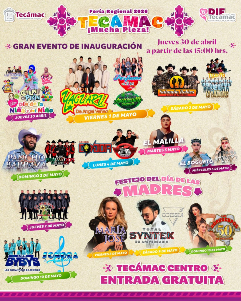 Feria Regional de Tecámac 2026: un evento gratuito con artistas de talla nacional e internacional