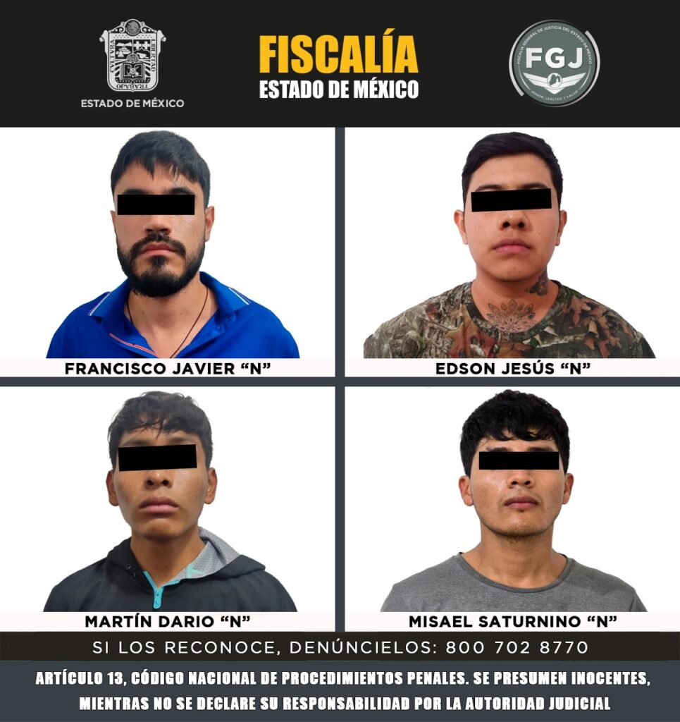 Vinculan a proceso a cuatro sujetos miembros del CJNG por extorsión en Malinalco
