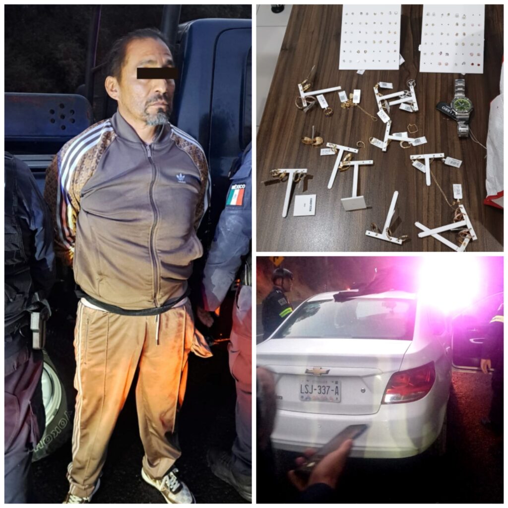 Captura Policía de Metepec a sujeto por asalto armado a joyería en Town Square