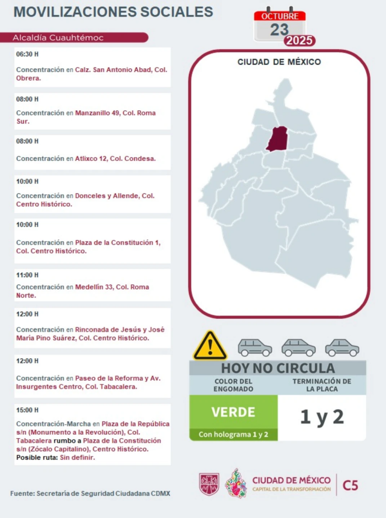 ¿Dónde y a qué hora habrá marchas y bloqueos?