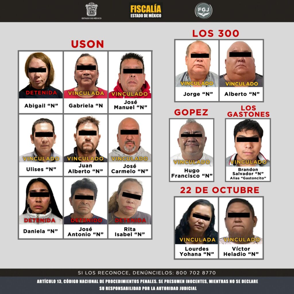 Vinculan a proceso a once detenidos por despojo de propiedades y extorsión en Edoméx