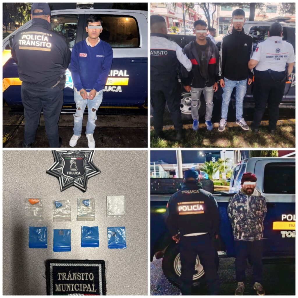 Policía de Toluca detiene a cuatro sujetos, entre éstos dos extranjeros por presunto narcomenudeo