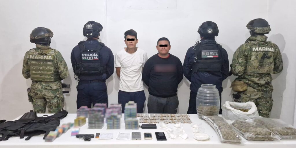 Detienen a dos en Ixtapan de la Sal por presuntos delitos contra la salud y posesión de arma de fuego