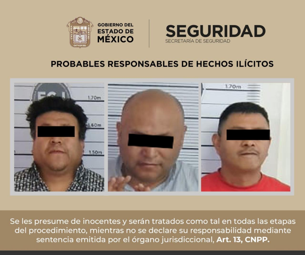 Detienen a tres hombres armados en Valle de Chalco; aseguraron vehículo sin placas