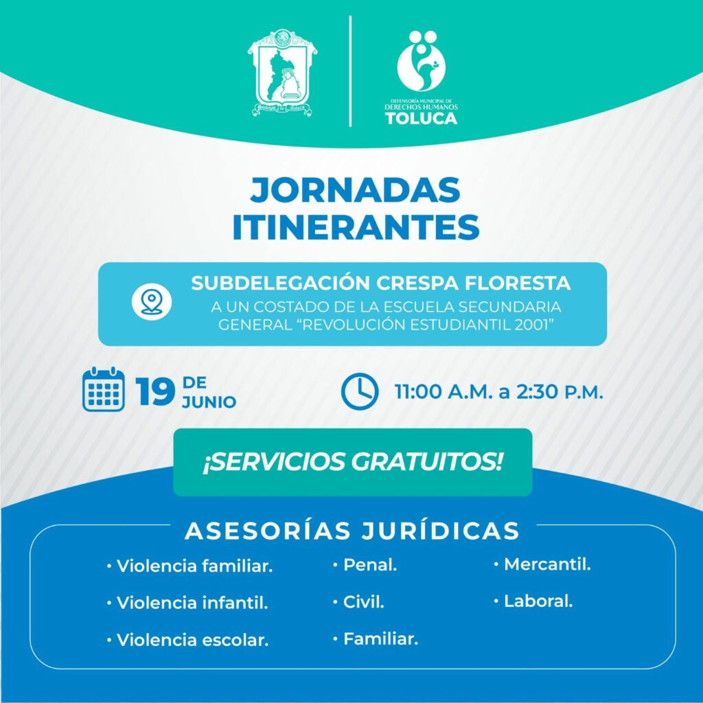 Efectúa ayuntamiento de Toluca Jornadas Itinerantes de Asesoría Jurídica Gratuita