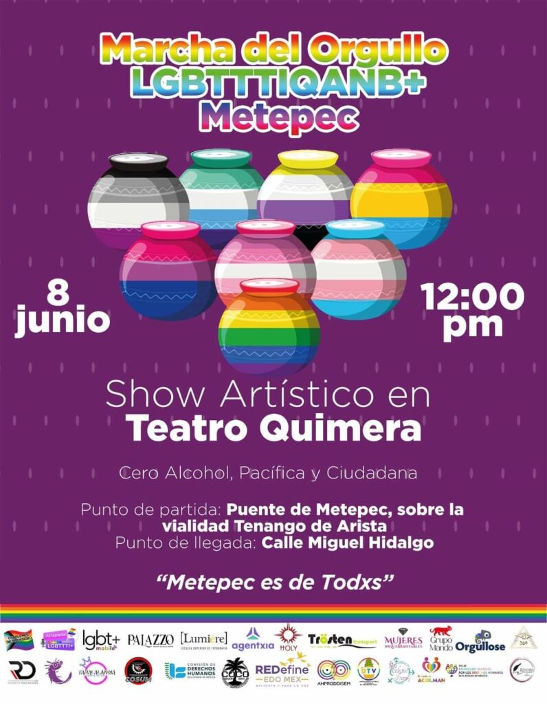 Este sábado se efectuará en Metepec la Marcha Anual del Orgullo LGBTTTIQANB+