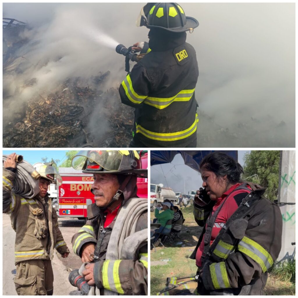 Continúan Bomberos de Toluca combatiendo incendio en Xonacatlán