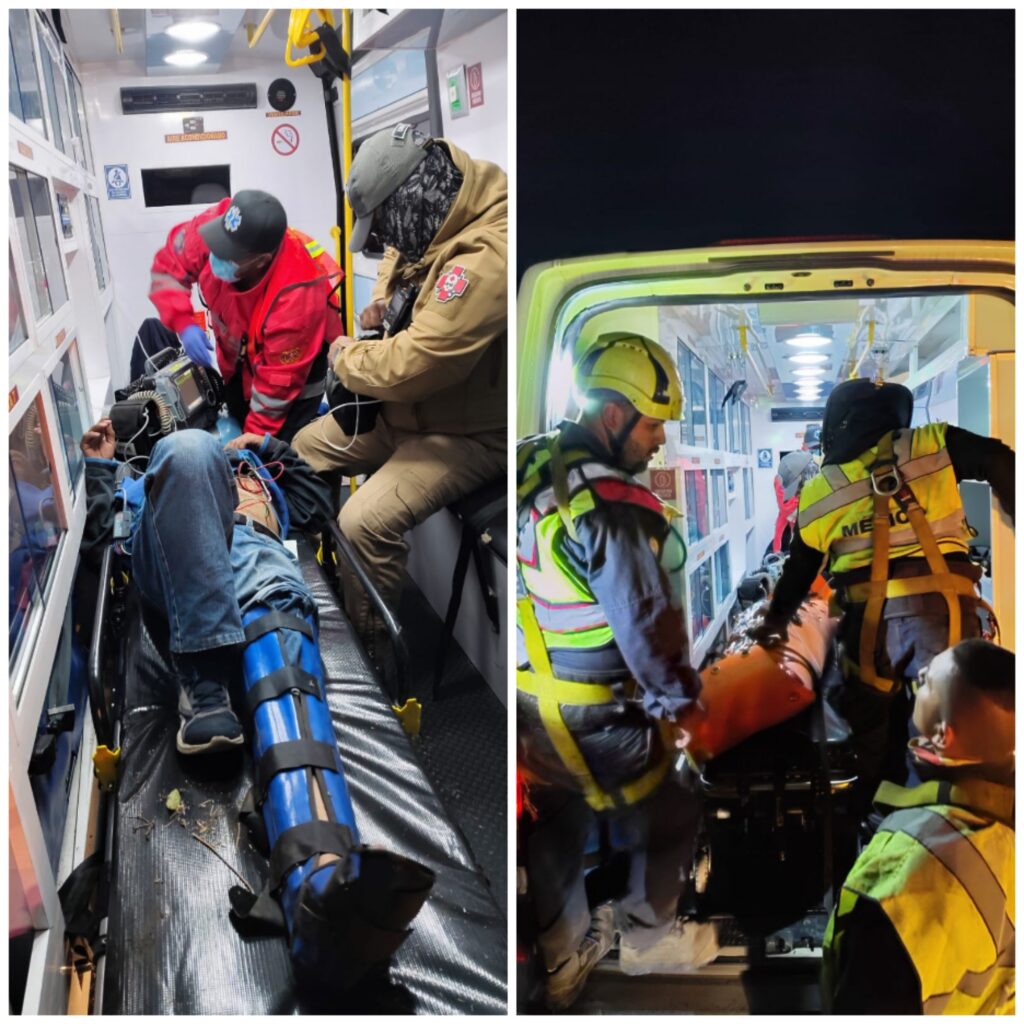 Paramédicos rescatan a abuelito lesionado en senderismo