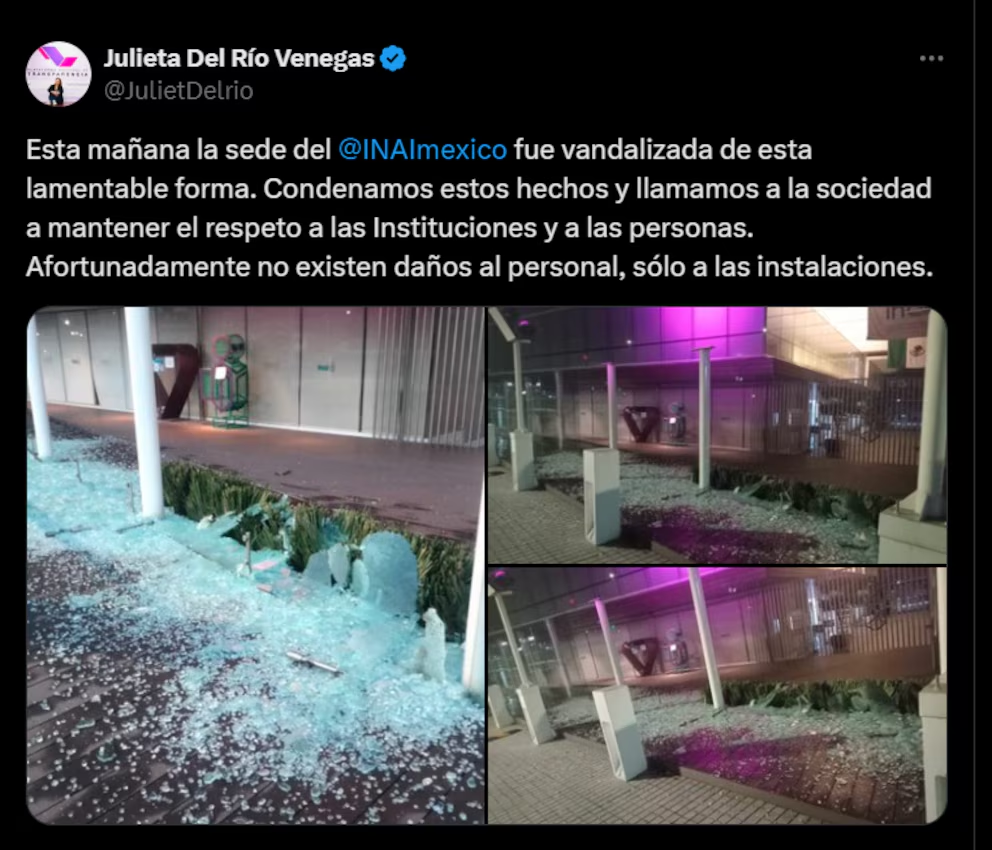 Hacen actos de vandalismo en el INAI de la CDMX