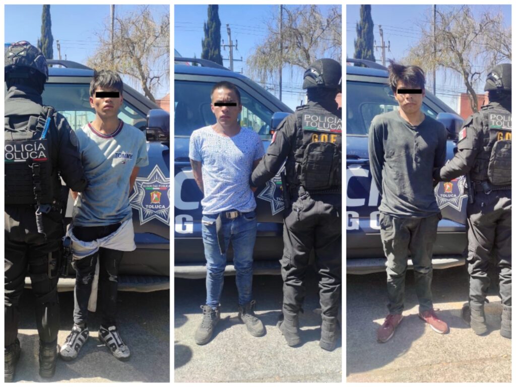 Policía Municipal de Toluca detiene a tres con arma hechiza en San Buenaventura