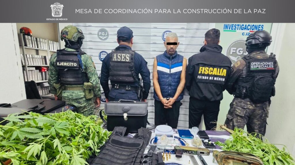 Golpe a la delincuencia organizada en Edoméx; aseguran inmuebles, droga y armas; hay tres detenidos
