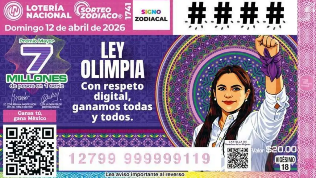 Lotería Nacional lanza sorteo por Ley Olimpia con premio de 7 mdp