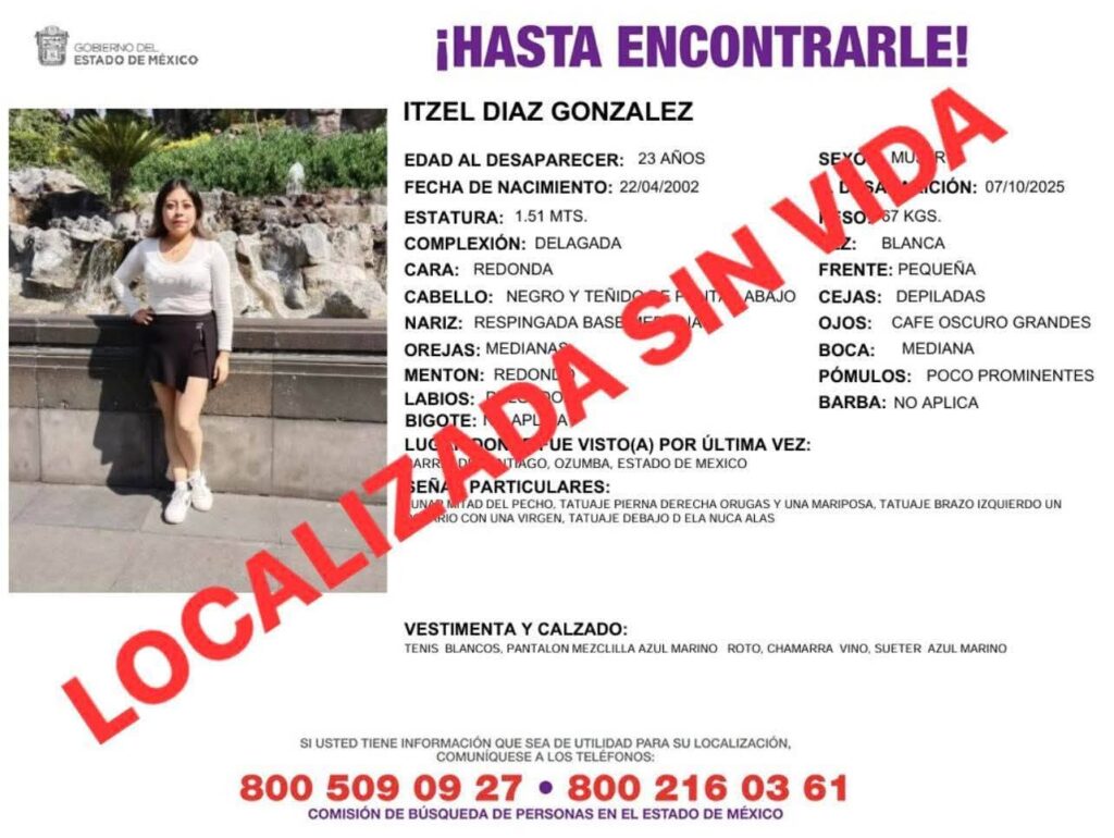 Hallan sin vida a joven desaparecida en Ozumba; el presunto responsable fue detenido
