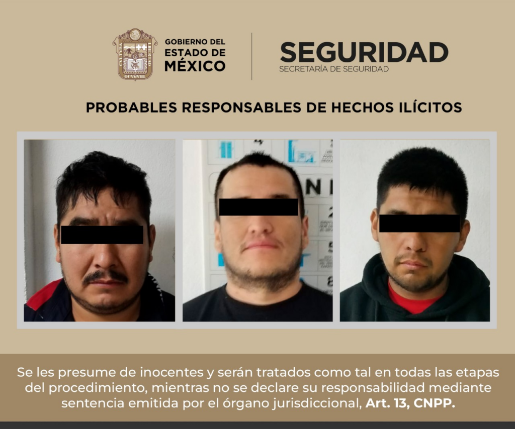 Tres detenidos por probables delitos contra la salud en el Edomex