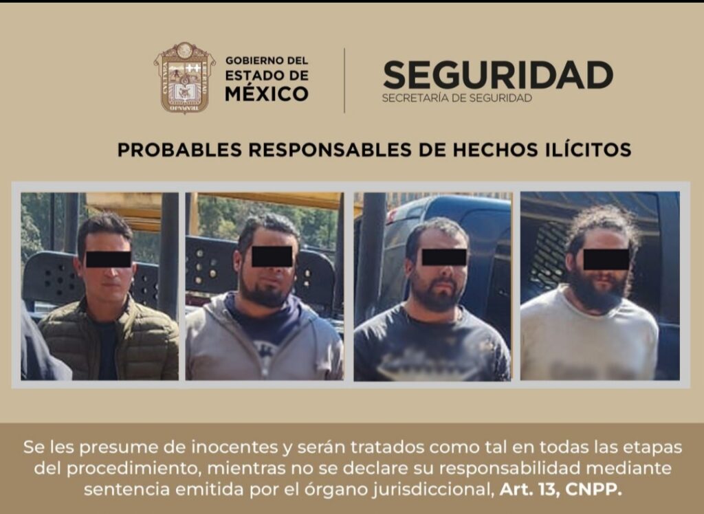 Detienen en Amanalco a cuatro sujetos por portación de arma de fuego