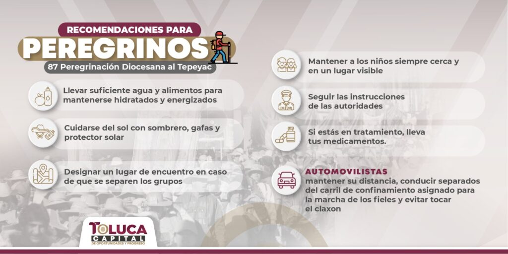Toluca: Anuncia recortes viales del 15 al 17 de febrero por la 87 Peregrinación Diocesana al Tepeyac
