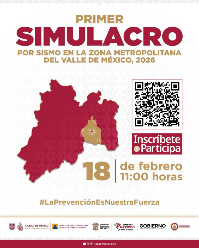 Coordinan Primer Simulacro por Sismo 2026, el próximo 18 de febrero