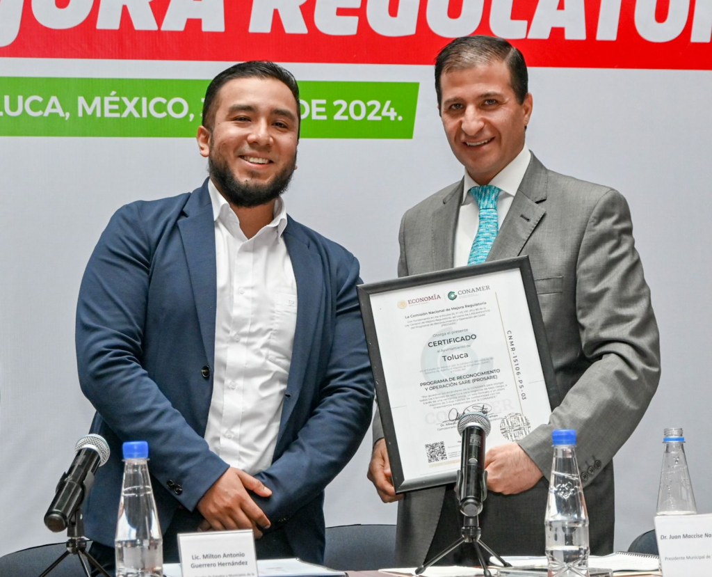 Toluca avanza en mejora regulatoria con certificación SARE
