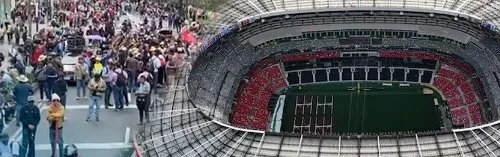 CNTE busca llegar al Estadio Ciudad de México durante la inauguración del Mundial