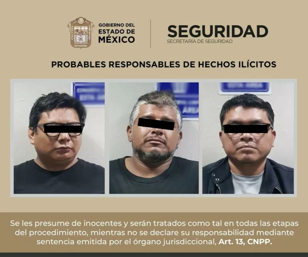 Tres detenidos con dos armas de fuego en Coyotepec