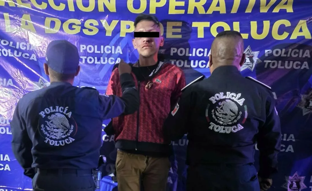 Captura Policía Municipal de Toluca a asaltante de autobús con historial delictivo