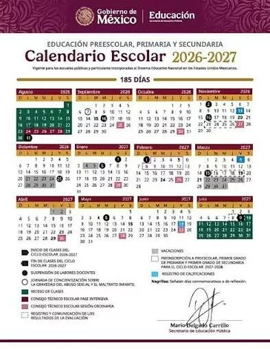Inicio de clases será el próximo 31 de agosto y concluyen el 9 de julio de 2027