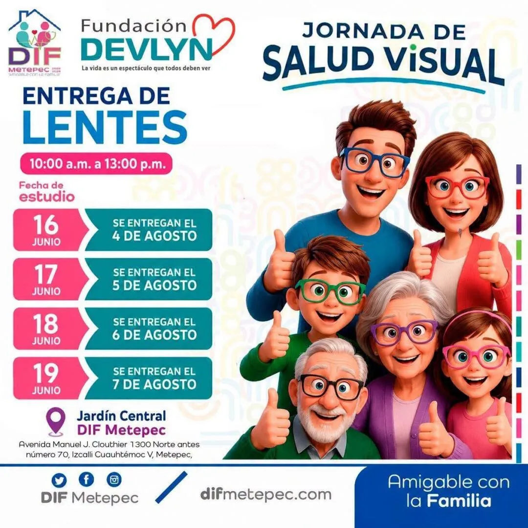 El Gobierno de Metepec te devuelve la calidad de vida; entregará lentes nuevos en alianza con Fundación Devlyn