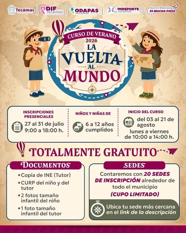 Impulsa gobierno de Tecámac el aprendizaje con el curso de verano gratuito “La Vuelta al Mundo 2026”