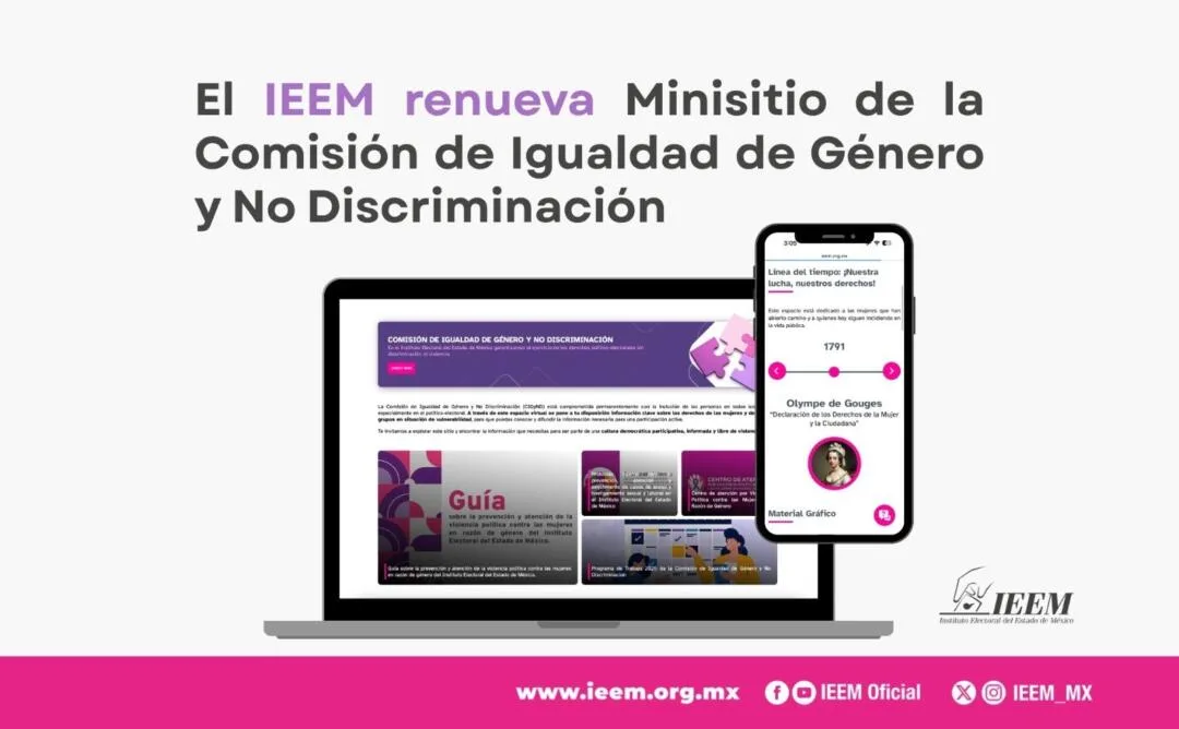 El IEEM renueva minisitio de la comisión de igualdad de género y no discriminación
